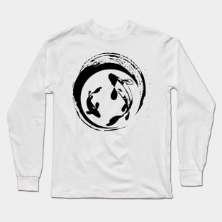 KOI FISH IN BLACK BRUSH PAINT STYLE Long Sleeve T-Shirt